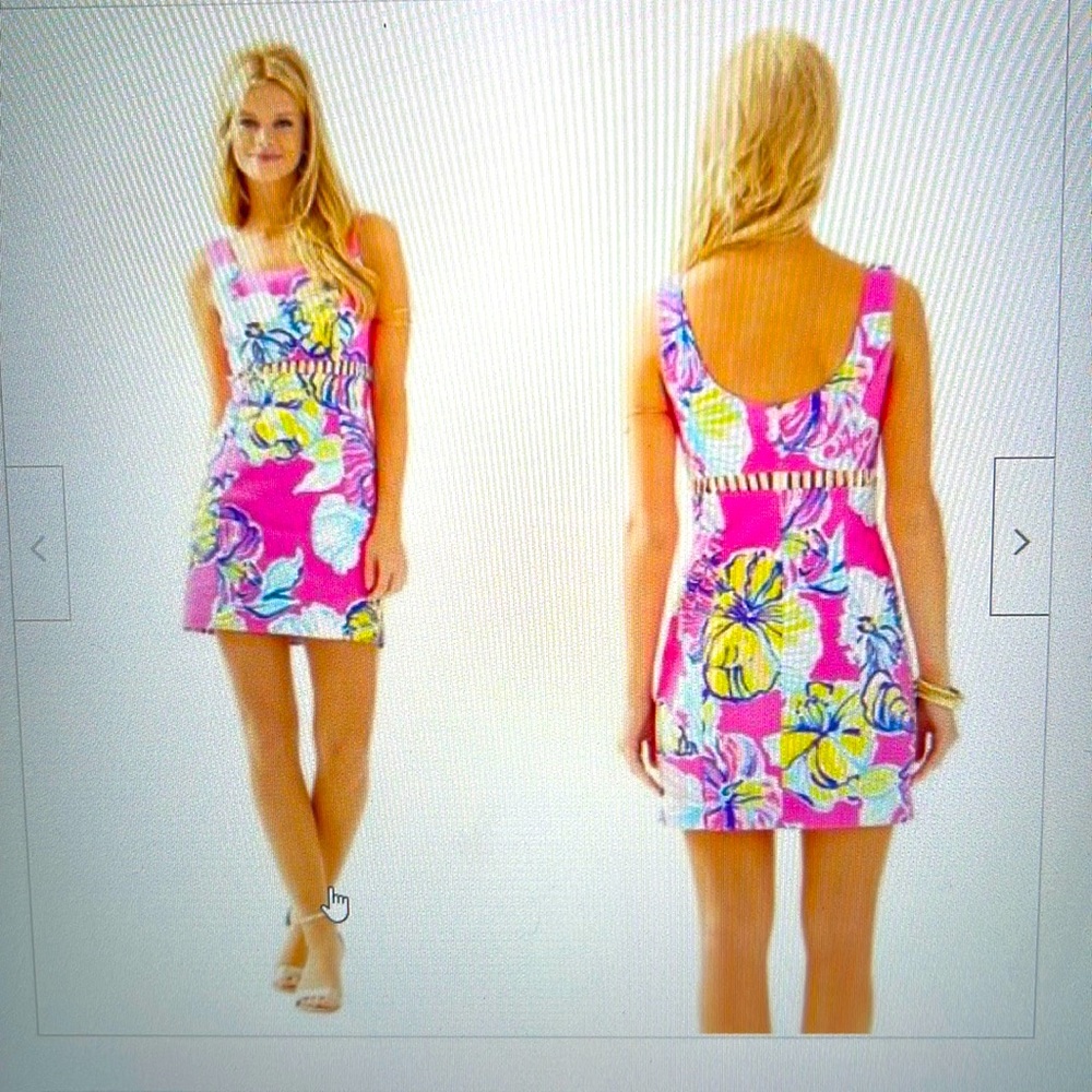 Lily Pulitzer Iggy Pink Swept by the Tides Cut Out Shift Dress Sz 14